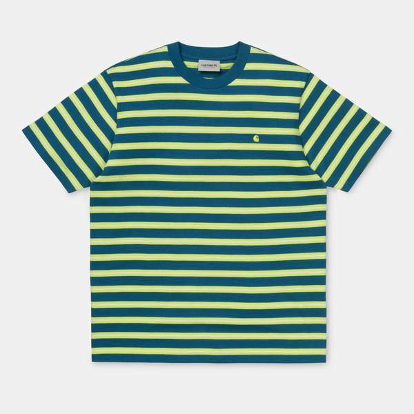 Carhartt S/S Oakland T-Shirt Oakland Stripe Moody Blue/Lime M L XL